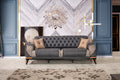 3-Sitzer Designer-Sofa „Velluto Grand“ – Chesterfield-Look in Anthrazit & Greige